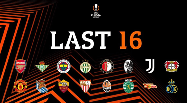 Which teams are potential opponents for Arsenal and Man Utd in the round of 16 of the Europa&nbsp;League?